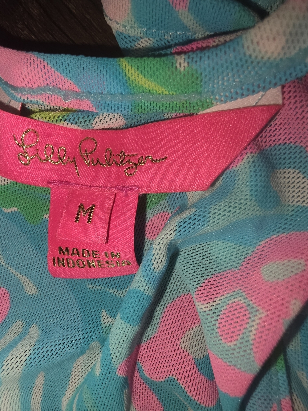 Lilly Pulitzer Camellia Cover Up Blue Ibiza Aqua Pink Tropical Dress M Resort - Picture 10 of 11